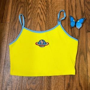 Rainbow Saturn crop top.